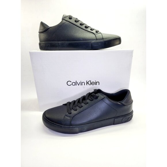 Calvin Klein Reon Lace-Up Sneaker Size 11.5 M Black PU Casual Shoe - Picture 1 of 13